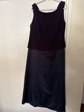 Bari Jay Black Sparkle Bodice one piece Evening Gown
